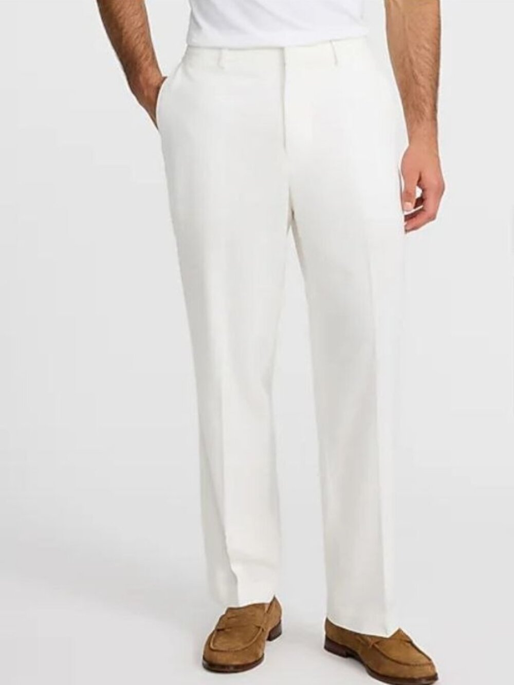 $89 Perry Ellis Men’s Linen Cotton Blend Pants Casual Straight Fit White 33x32